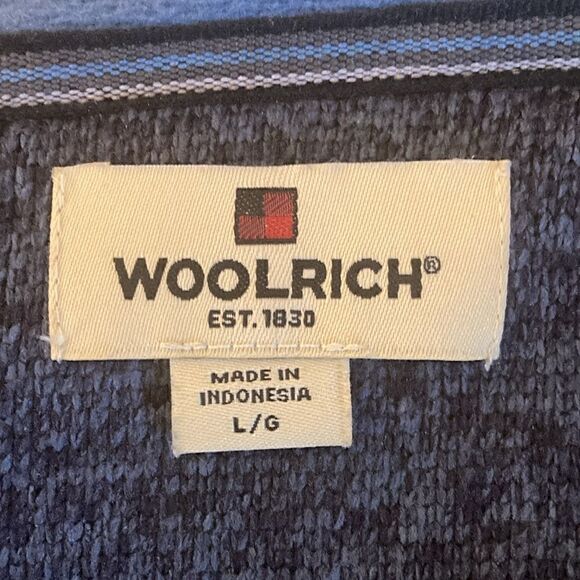 Woolrich Mens 1/4 zip Pullover Top with Long Sleeve in Blue/Black. Size Large. - Picture 6 of 8